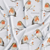 Floral Kingfisher Bird Printed Fabric Material Online
